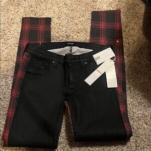👁️🧑‍🎄NWT size 27 Hudson Jeans Women's Skinny Jeans - Black and Red Plaid